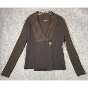 Sweater Jacket Womens Medium Brown Lamb Wool Blend Silvia Novelli Noba Italy